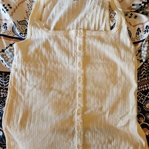 Cream Button-Down Tank Top